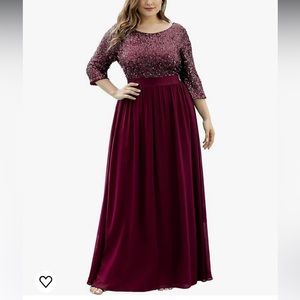 Ever-Pretty Plus Size Women's Round Neck Sequin Maxi Dresses Long Evening Dress